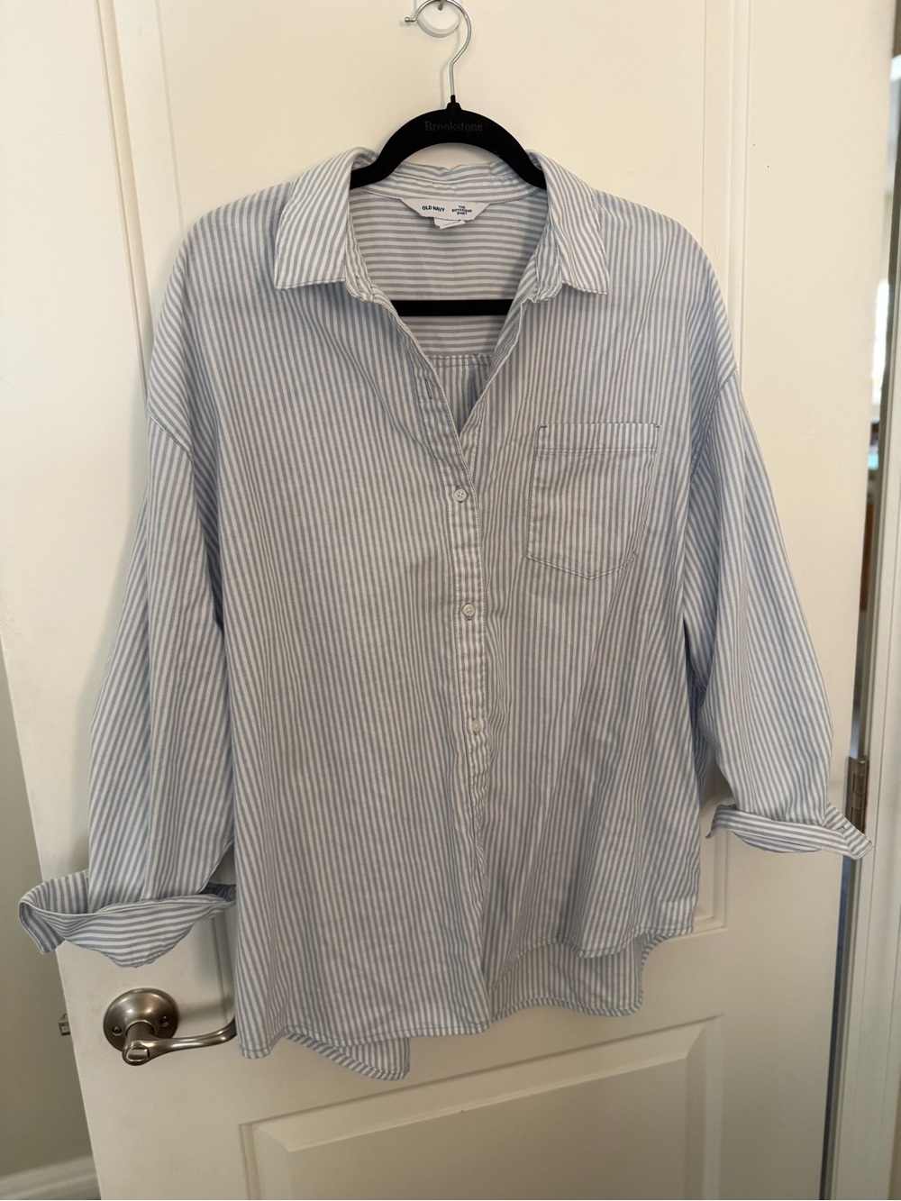 Women’s Old Navy Boyfriend Shirt - Blue Stripe Button-Down Shirt